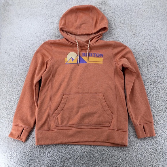 Burton Hoodie‎ Womens Small Rust Orange Oak Pullover Kangaroo Pocket Graphic - Picture 2 of 10